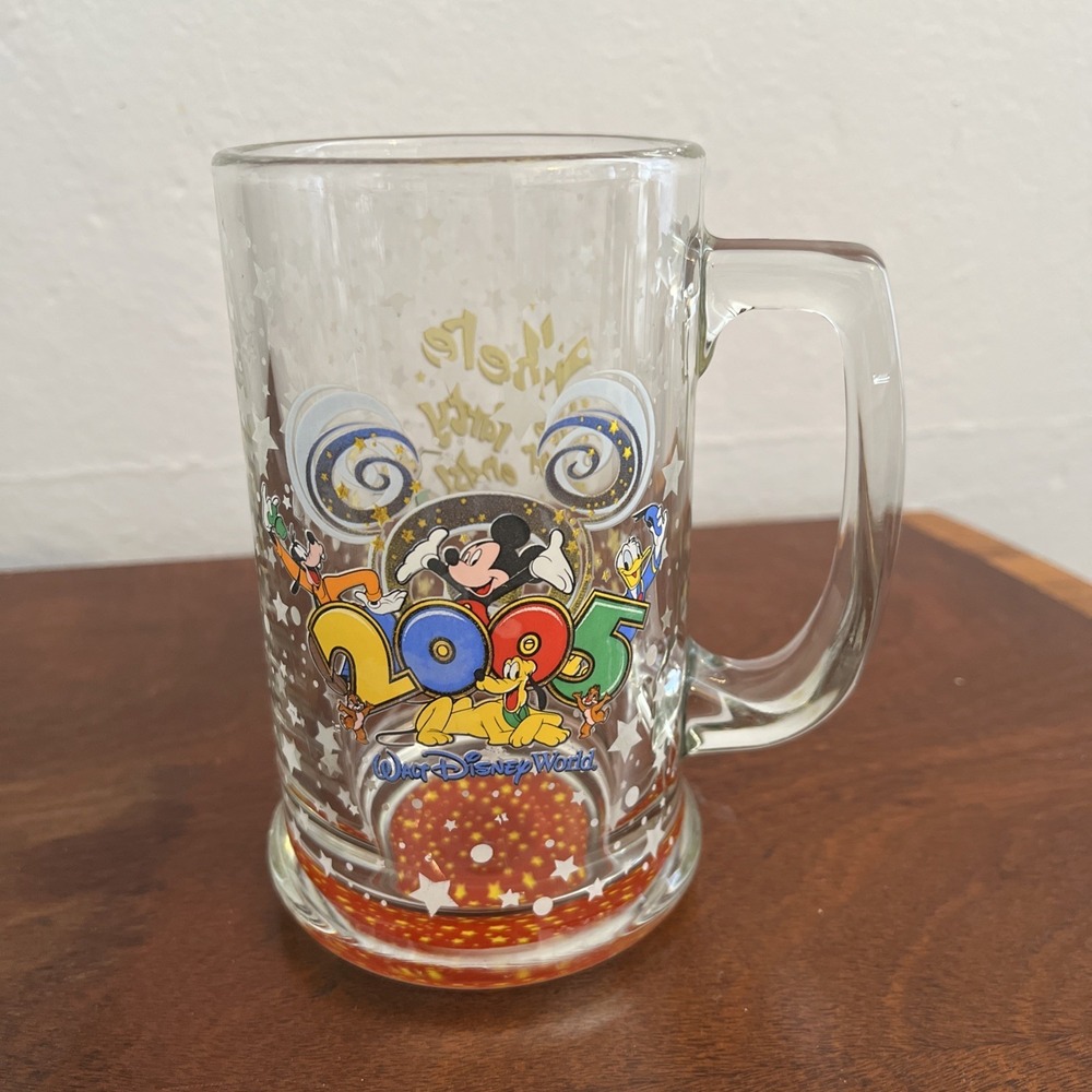 Walt Disney World 2005 Drinking Glass Mug MICKEY Where the Party Never Ends RARE